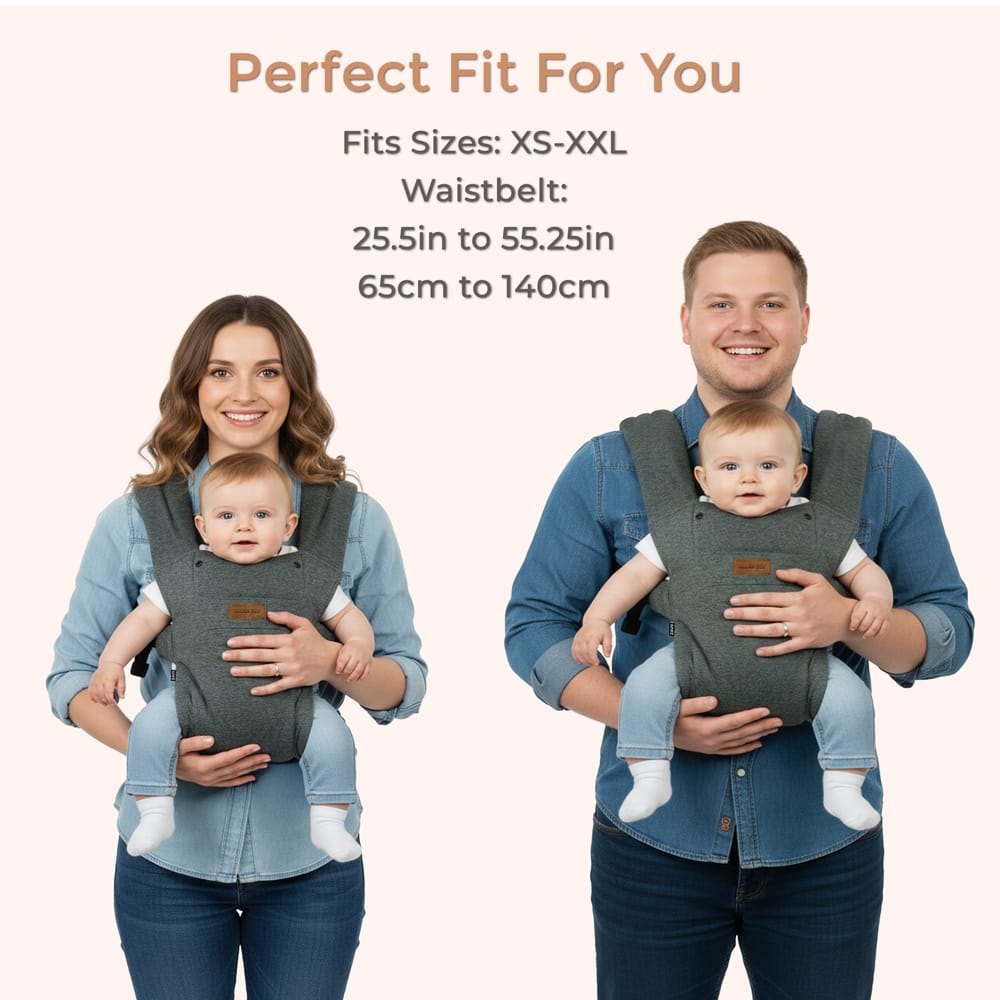 Neobreez ZAVII 2-in-1 Baby Carrier for Newborns To Toddler,Head Support,Extra Soft&Ergonomic,Detachable Privacy Hood&Saliva Cotton Bib,Lightweight Easily Adjustable Hip Infant Carrier,7-26lbs,3-12kg. - Adenzo Comfies