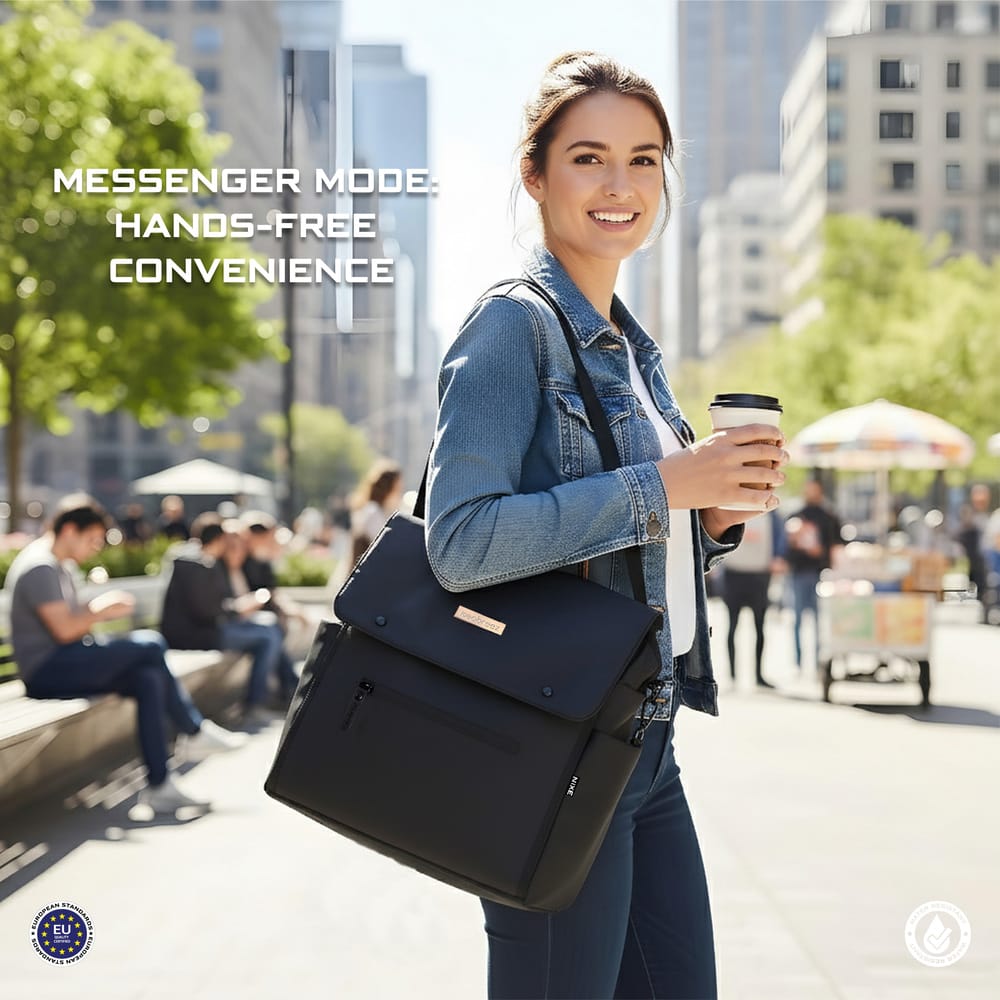Neobreez NIXE Multifunctional Diaper Nappy Bag with Changing Mat, Water-Resistant Travel Backpack, Wet Dry Bag, Organizer Pouches, Trolley Sleeve, Insulated Pockets, Multi-Carry Unisex Diaper Messenger Bag. - Adenzo Comfies