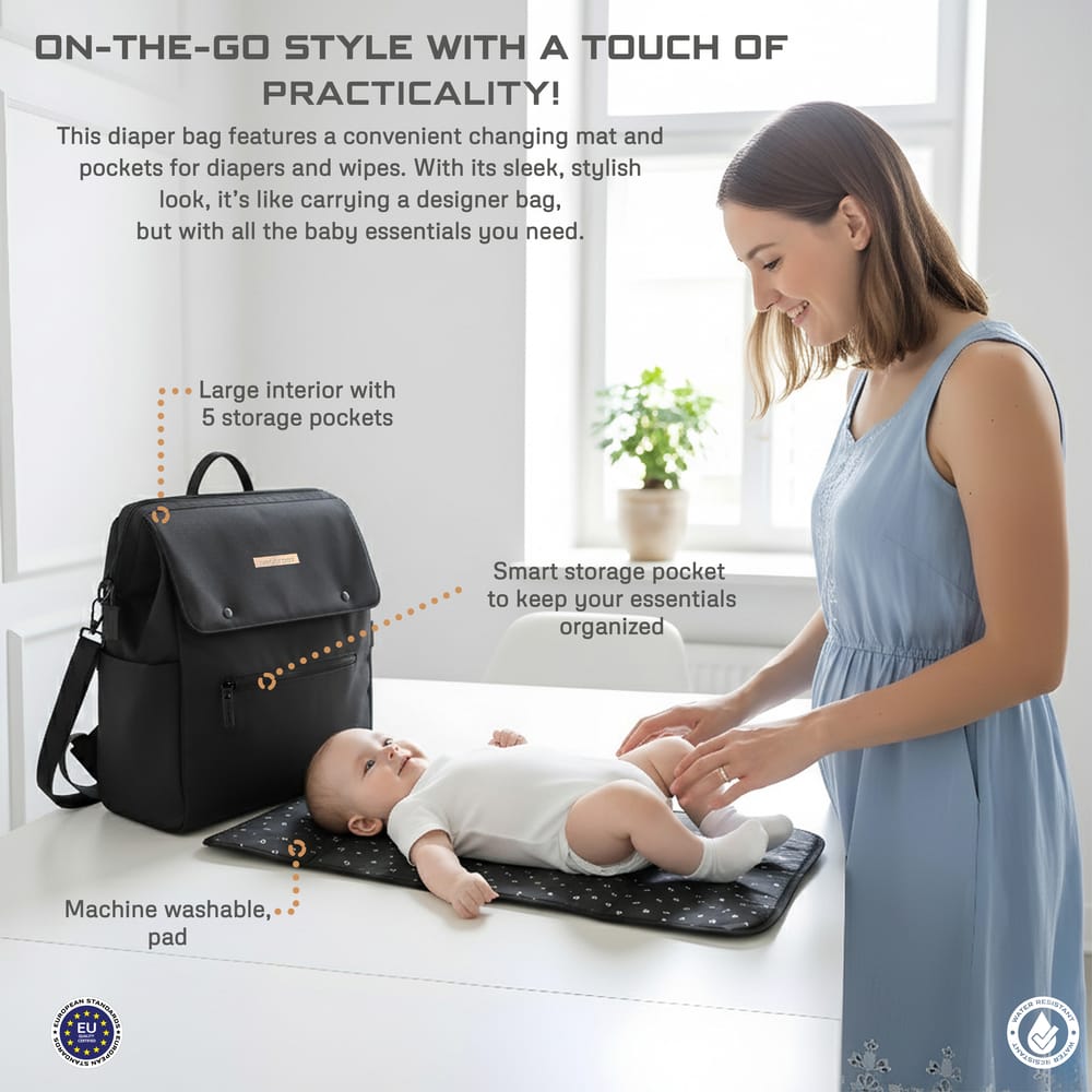Neobreez NIXE Multifunctional Diaper Nappy Bag with Changing Mat, Water-Resistant Travel Backpack, Wet Dry Bag, Organizer Pouches, Trolley Sleeve, Insulated Pockets, Multi-Carry Unisex Diaper Messenger Bag. - Adenzo Comfies