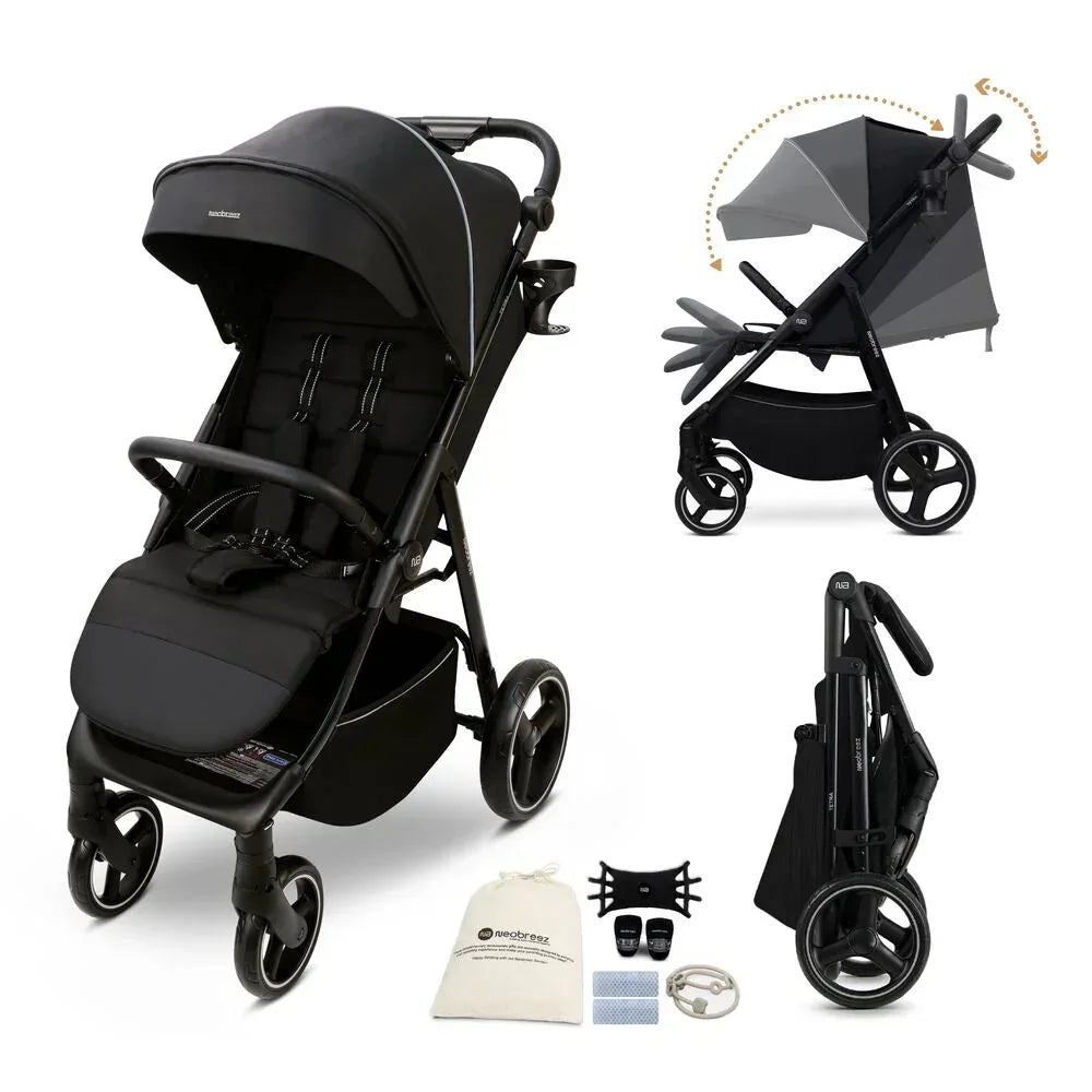Neobreez TETRA Ultra - Compact Lightweight Travel All - Terrain Toddler Baby Stroller,Baby Trolley Pushchair Buggy W/Cup Holder,Waterproof UPF 50+ Canopy,0 - 4yrs, 22kg - Adenzo Comfies