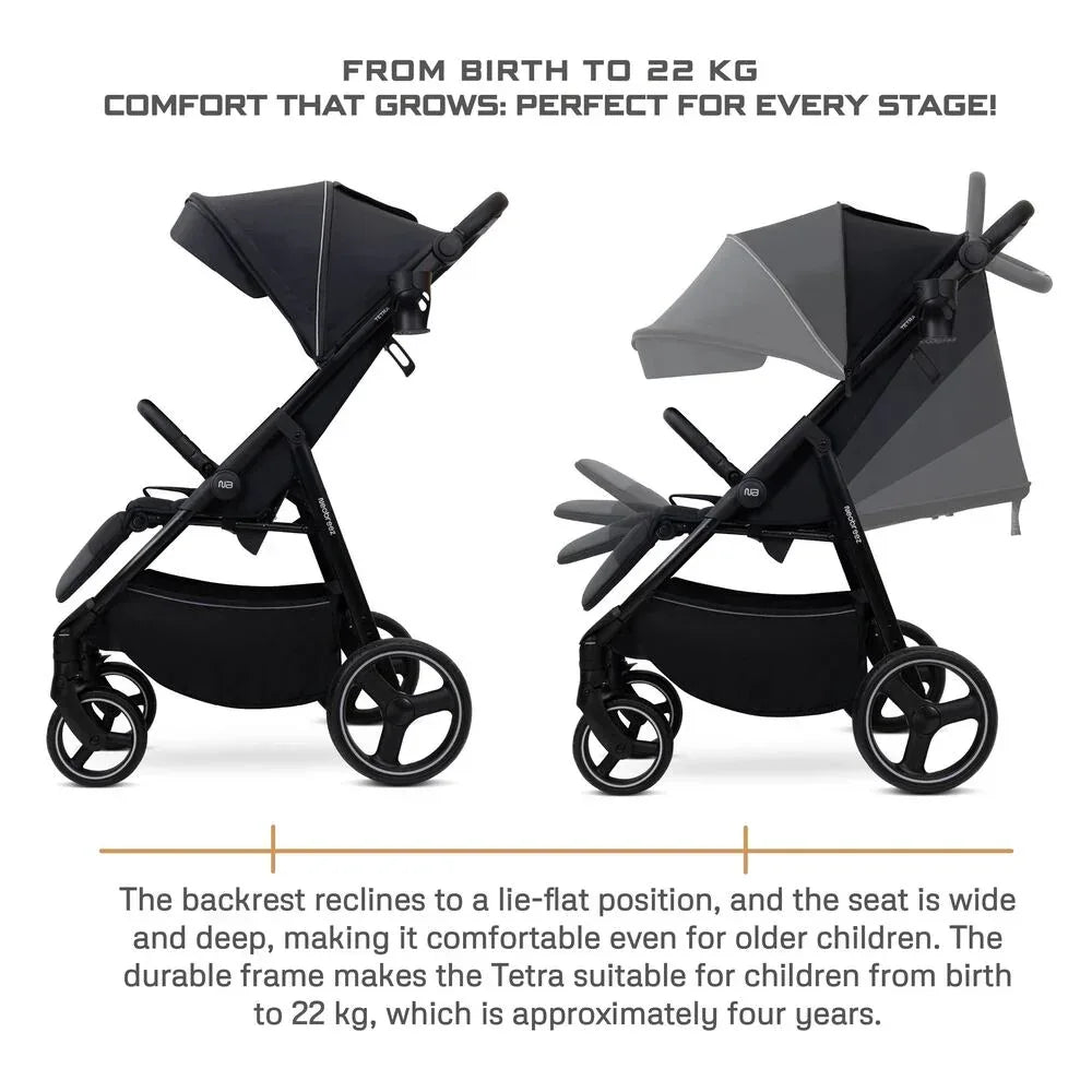 Neobreez TETRA Ultra - Compact Lightweight Travel All - Terrain Toddler Baby Stroller,Baby Trolley Pushchair Buggy W/Cup Holder,Waterproof UPF 50+ Canopy,0 - 4yrs, 22kg - Adenzo Comfies