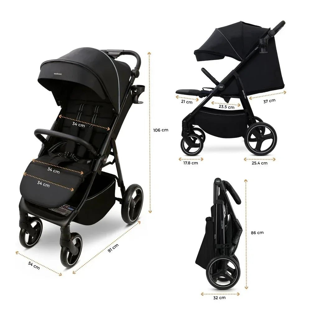 Neobreez TETRA Ultra - Compact Lightweight Travel All - Terrain Toddler Baby Stroller,Baby Trolley Pushchair Buggy W/Cup Holder,Waterproof UPF 50+ Canopy,0 - 4yrs, 22kg - Adenzo Comfies