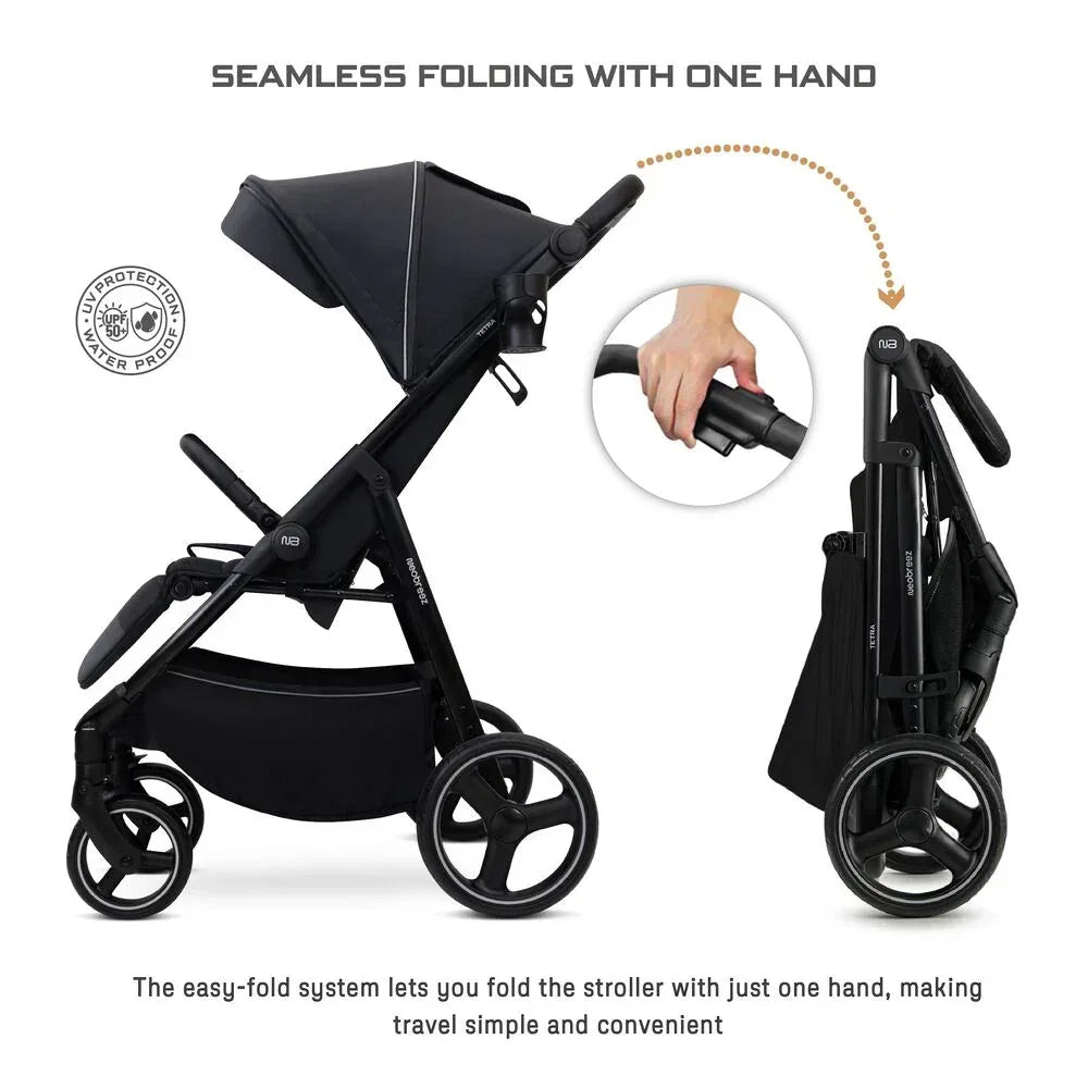 Neobreez TETRA Ultra - Compact Lightweight Travel All - Terrain Toddler Baby Stroller,Baby Trolley Pushchair Buggy W/Cup Holder,Waterproof UPF 50+ Canopy,0 - 4yrs, 22kg - Adenzo Comfies