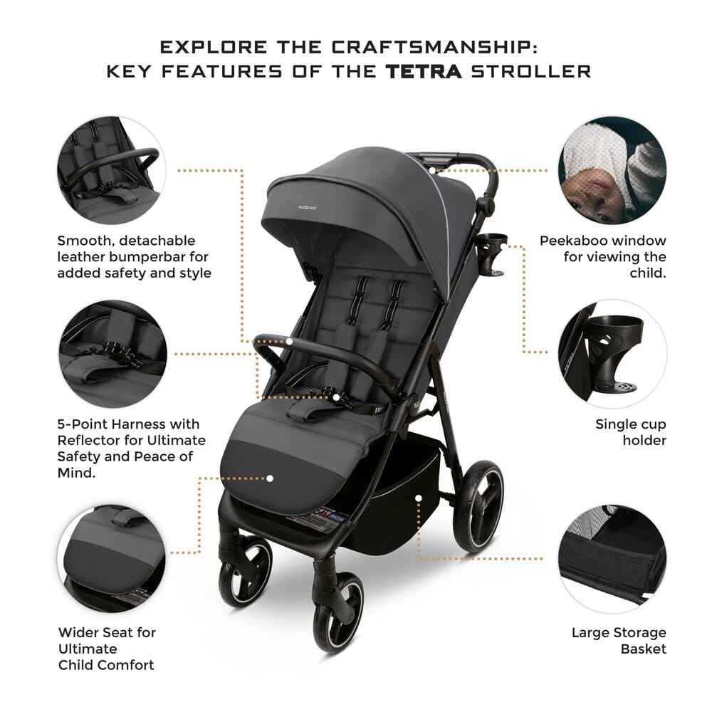 Neobreez TETRA Compact All-Terrain Baby Toddler Stroller, Pushchair Buggy,One Hand Fold Deep&Wide Seat,UV&Waterproof Canopy, Bag,Phone&Cup Holder&Toy Strap,LED lights,0-4yrs,22kg.