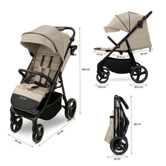 Neobreez TETRA Compact All-Terrain Baby Toddler Stroller, Pushchair Buggy,One Hand Fold Deep&Wide Seat,UV&Waterproof Canopy, Bag,Phone&Cup Holder&Toy Strap,LED lights,0-4yrs,22kg.