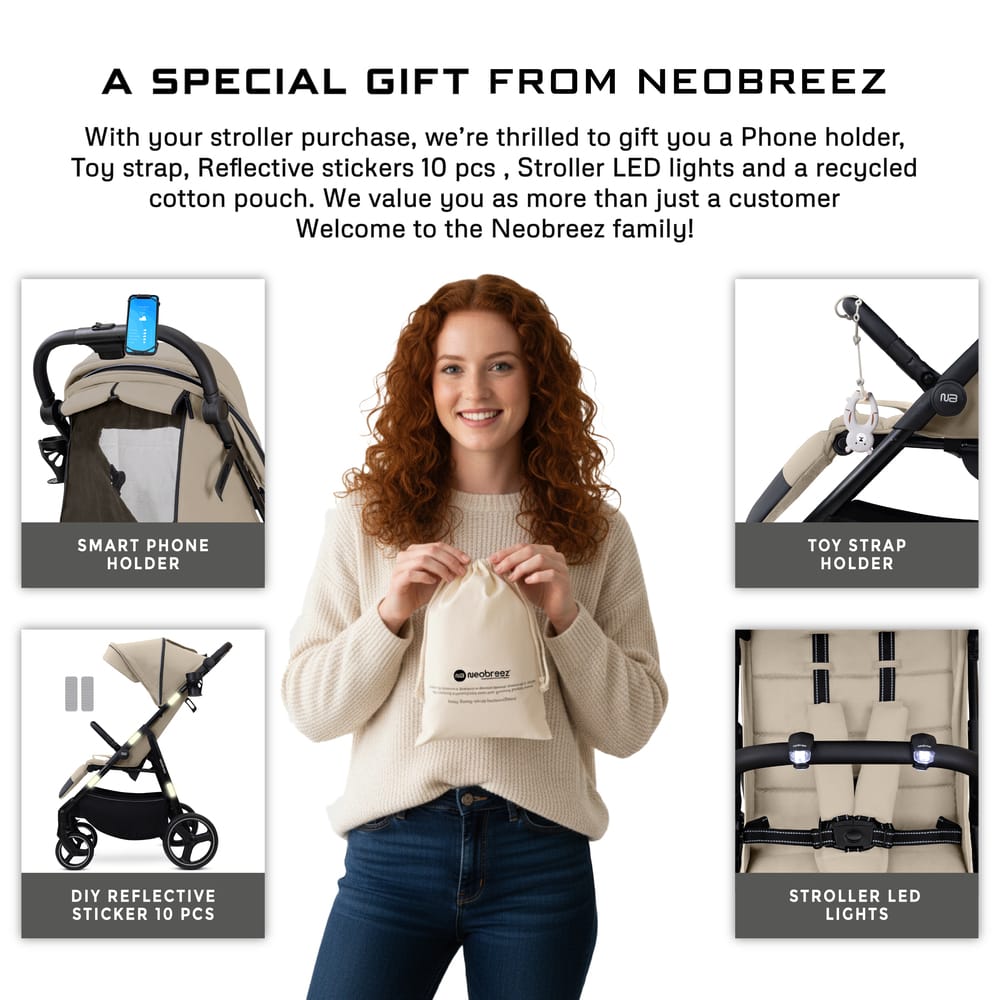 Neobreez TETRA Compact All-Terrain Baby Toddler Stroller, Pushchair Buggy,One Hand Fold Deep&Wide Seat,UV&Waterproof Canopy, Bag,Phone&Cup Holder&Toy Strap,LED lights,0-4yrs,22kg.