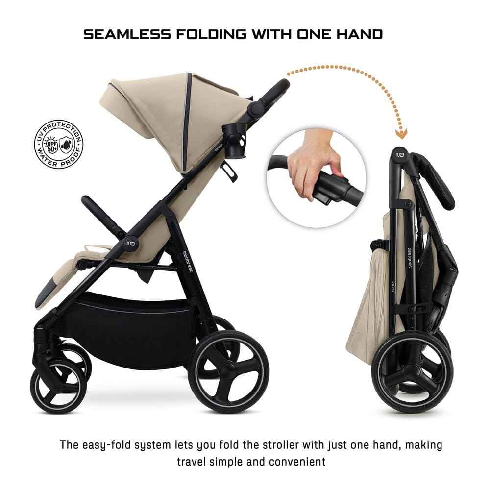 Neobreez TETRA Compact All-Terrain Baby Toddler Stroller, Pushchair Buggy,One Hand Fold Deep&Wide Seat,UV&Waterproof Canopy, Bag,Phone&Cup Holder&Toy Strap,LED lights,0-4yrs,22kg.