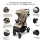 Neobreez TETRA Compact All-Terrain Baby Toddler Stroller, Pushchair Buggy,One Hand Fold Deep&Wide Seat,UV&Waterproof Canopy, Bag,Phone&Cup Holder&Toy Strap,LED lights,0-4yrs,22kg.