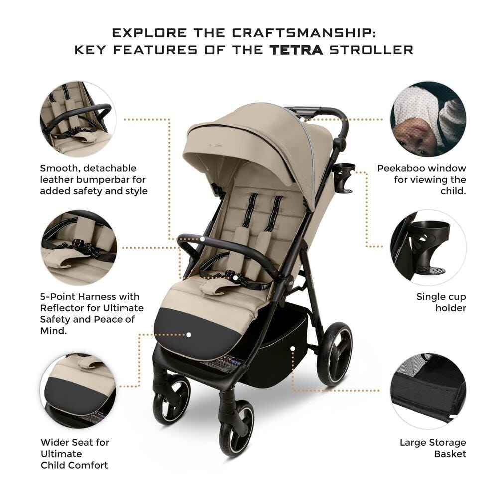 Neobreez TETRA Compact All-Terrain Baby Toddler Stroller, Pushchair Buggy,One Hand Fold Deep&Wide Seat,UV&Waterproof Canopy, Bag,Phone&Cup Holder&Toy Strap,LED lights,0-4yrs,22kg.