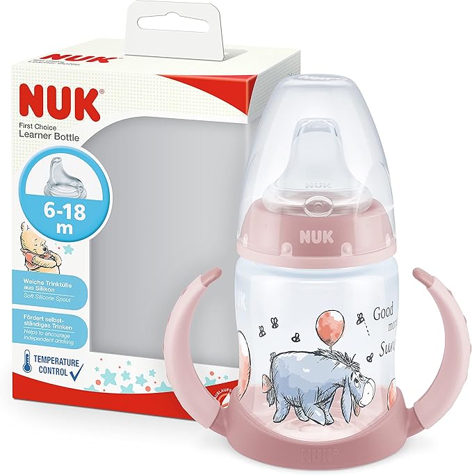 NUK First Choice Learner Cup Sippy Cup | 6-18 Months | Temperature Control | Leak-Proof Silicone Spout | Anti-Colic Vent | BPA-Free | 150ml | Disney Winnie the Pooh