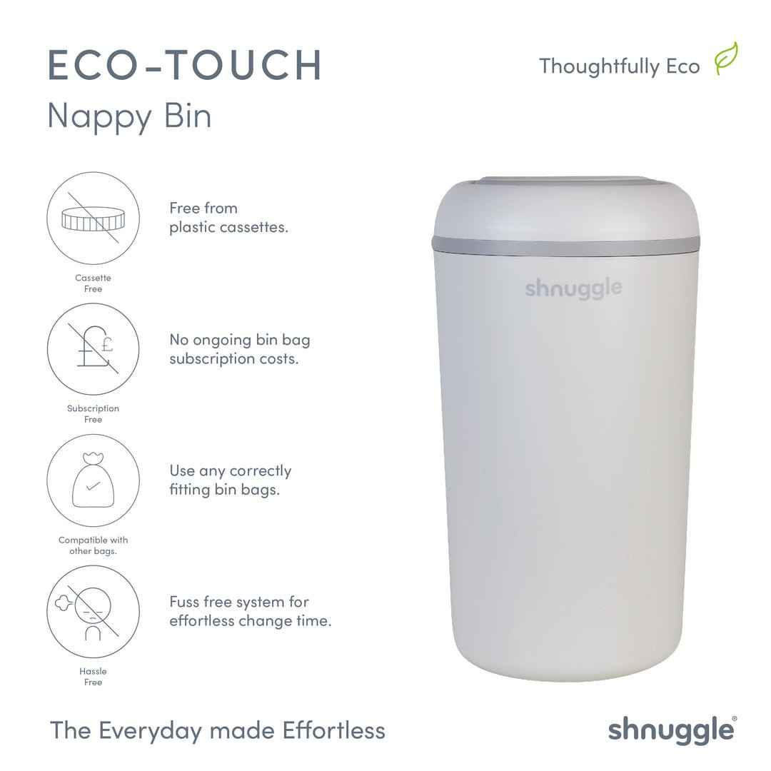 Shnuggle Eco-Touch Nappy Bin | Odour-Locking & Eco-Friendly-Taupe.