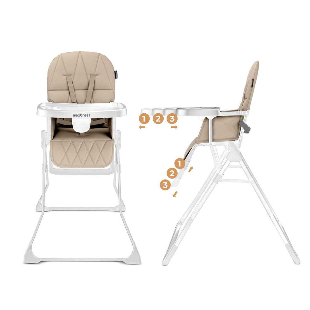 Neobreez CRIS Premium Baby High Chair,Compact Lightweight Easy Foldable Baby Feeding Chair,Removable&Adjustable Foot Tray,5-point Safety Harness|Toddler Feeding HighChair Portable For Travel. - Adenzo Comfies