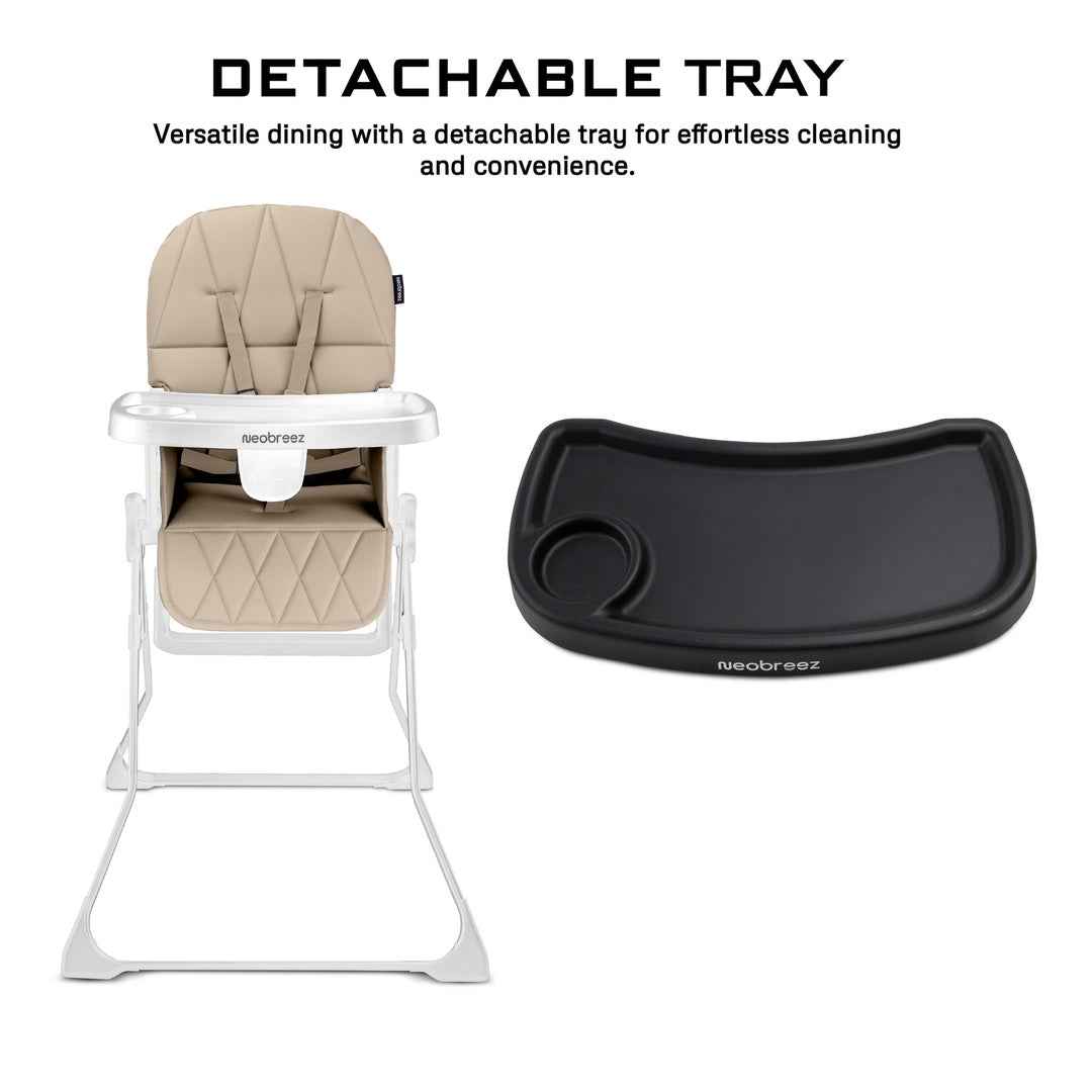 Neobreez CRIS Premium Baby High Chair,Compact Lightweight Easy Foldable Baby Feeding Chair,Removable&Adjustable Foot Tray,5-point Safety Harness|Toddler Feeding HighChair Portable For Travel. - Adenzo Comfies