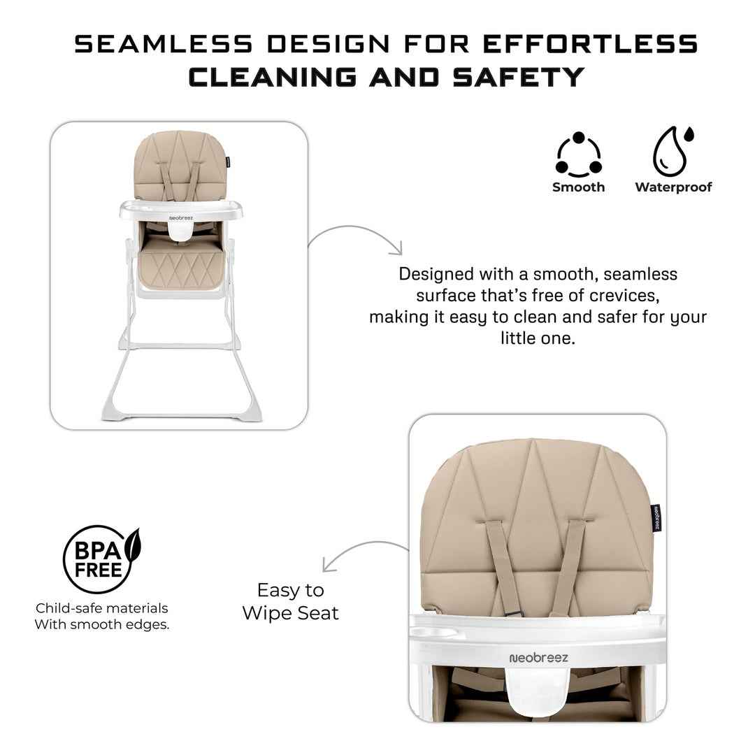 Neobreez CRIS Premium Baby High Chair,Compact Lightweight Easy Foldable Baby Feeding Chair,Removable&Adjustable Foot Tray,5-point Safety Harness|Toddler Feeding HighChair Portable For Travel. - Adenzo Comfies