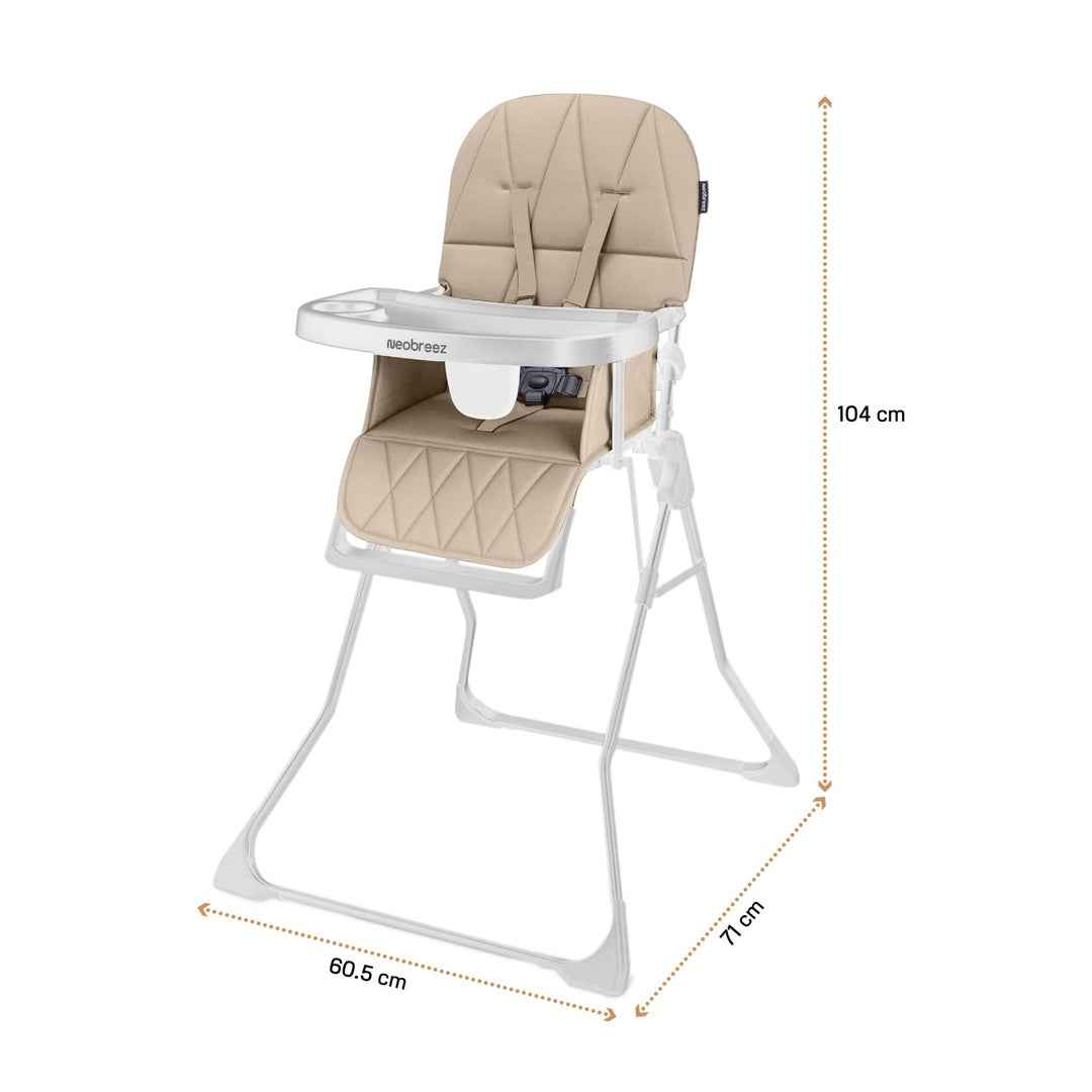 Neobreez CRIS Premium Baby High Chair,Compact Lightweight Easy Foldable Baby Feeding Chair,Removable&Adjustable Foot Tray,5-point Safety Harness|Toddler Feeding HighChair Portable For Travel. - Adenzo Comfies