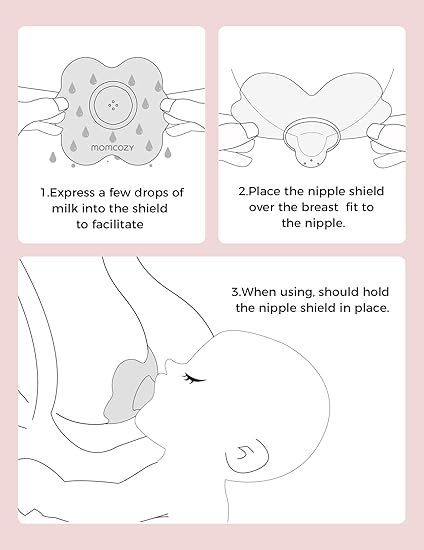 Momcozy Nipple Shield, Floral Contact Nipple Shield for Breastfeeding Moms, 2 Pcs, 20mm