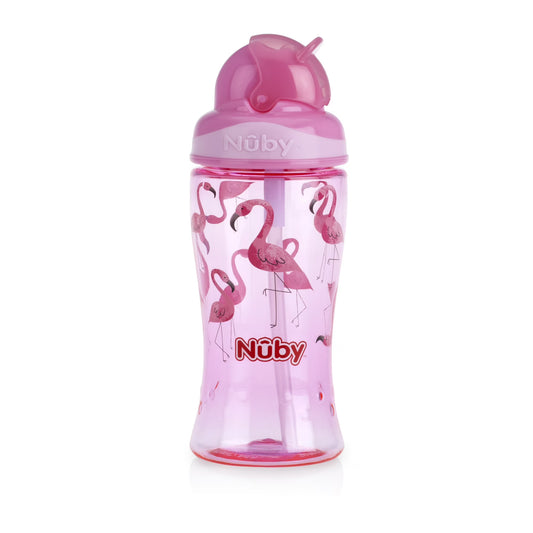 Nûby Flip-It Straw Cup for Children, Drinking Bottle with Straw for Toddlers, BPA-Free, Blue, 360 ml, 12+ Months