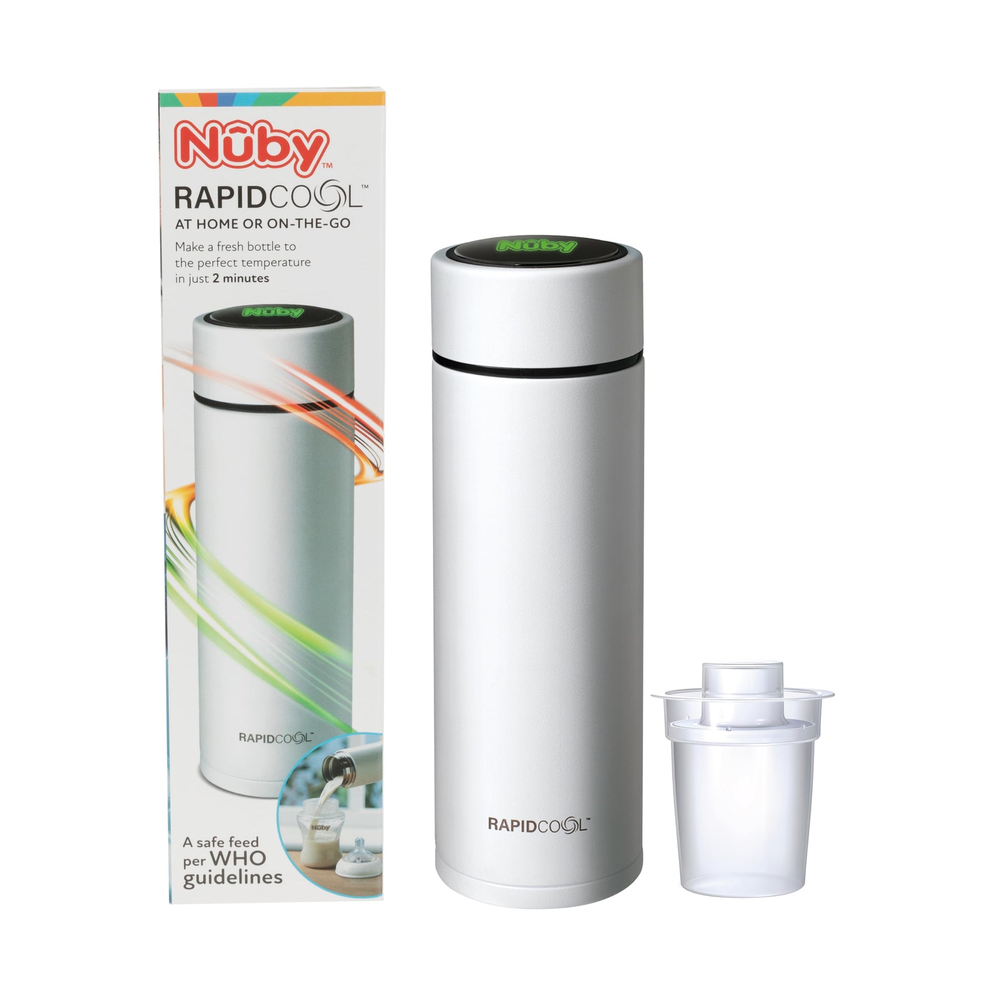 Nuby RapidCool Portable Baby Bottle Maker - with Milk Powder Dispenser and Digital Lid - Ideal for Travel Bottles and Night Feeds . - Adenzo Comfies