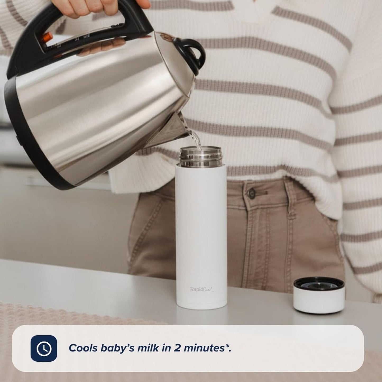 Nuby RapidCool Portable Baby Bottle Maker - with Milk Powder Dispenser and Digital Lid - Ideal for Travel Bottles and Night Feeds . - Adenzo Comfies