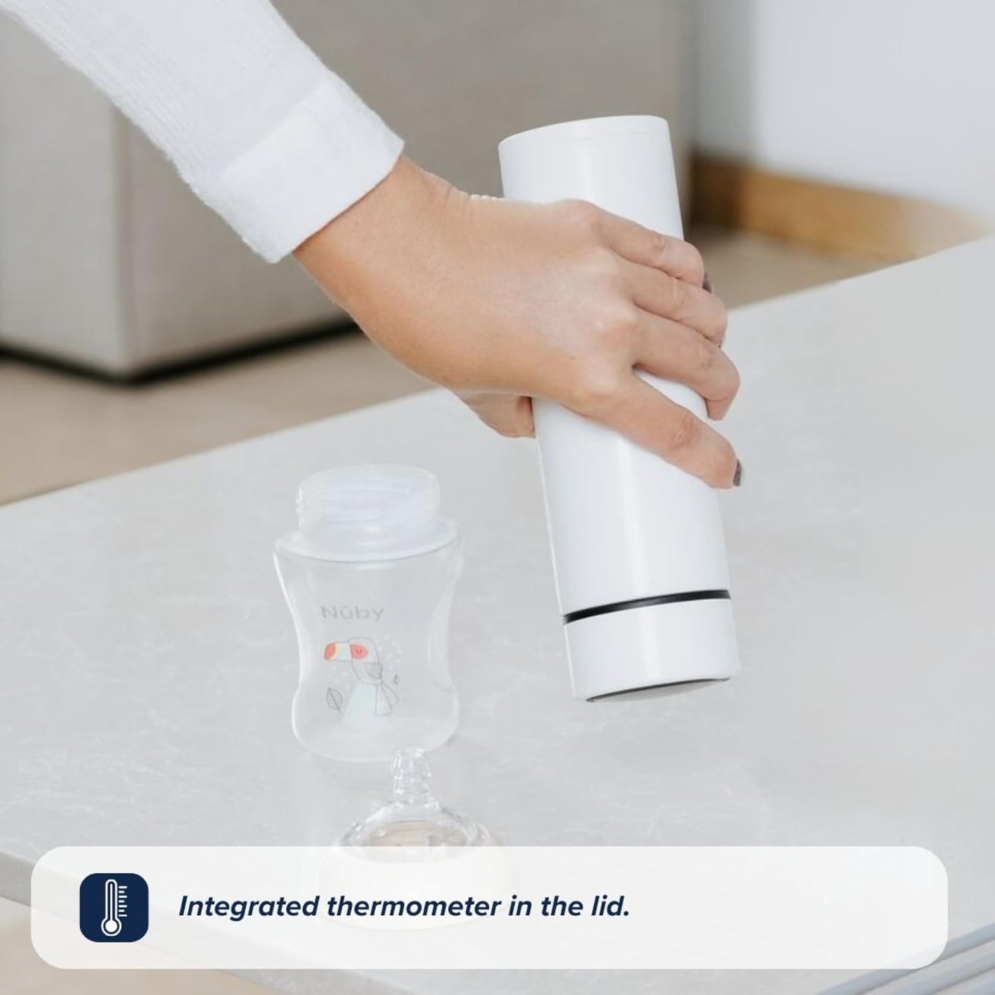 Nuby RapidCool Portable Baby Bottle Maker - with Milk Powder Dispenser and Digital Lid - Ideal for Travel Bottles and Night Feeds . - Adenzo Comfies