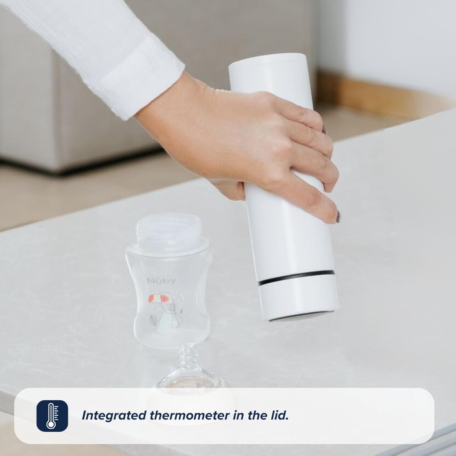 Nuby RapidCool Portable Baby Bottle Maker - with Milk Powder Dispenser and Digital Lid - Ideal for Travel Bottles and Night Feeds . - Adenzo Comfies