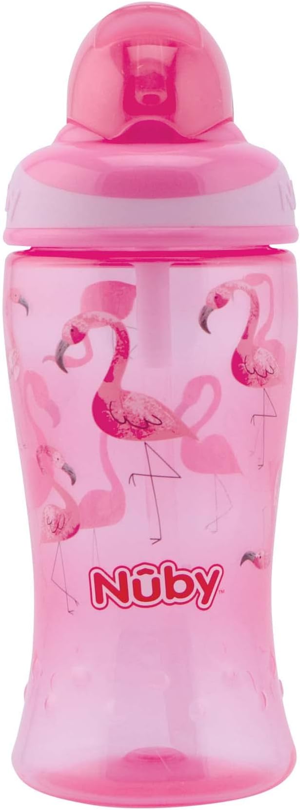 Nûby Flip-It Straw Cup for Children, Drinking Bottle with Straw for Toddlers, BPA-Free, Blue, 360 ml, 12+ Months