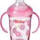 Nuby Tritan Grip N Sip Sippy Cup, 240 ml Beaker for 4 Months +, Flowers, Pink