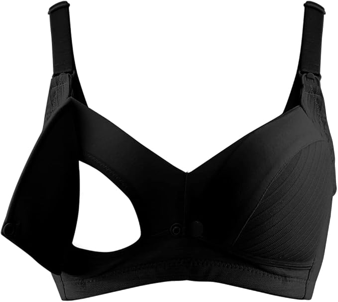 OKUS Comfy Cotton Maternity & Nursing Bra - Cups with Front Flap Closure Easy Breastfeeding - Clip Down Nursing Feeding Bra - Adjustable Non Slip Sholder Straps - Soft Cup Bra