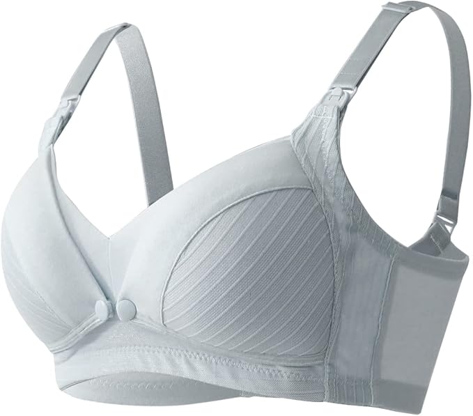 OKUS Comfy Cotton Maternity & Nursing Bra - Cups with Front Flap Closure Easy Breastfeeding - Clip Down Nursing Feeding Bra - Adjustable Non Slip Sholder Straps - Soft Cup Bra