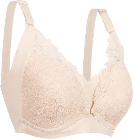 OKUS Maternity and Nursing Bra - Cups with Front Flap Closure Easy Breastfeeding - Breathable Seamless Fabric - Adjustable Non Slip Sholder Straps - Soft Cup Bra