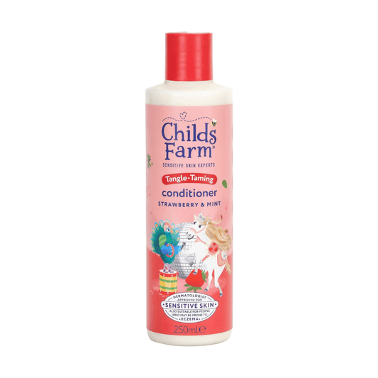 Childs Farm Tangle Taming Conditioner, Straight or Wavy Hair, Gentle, Tear Free, Strawberry and Mint, Kids, Baby, 250ml - Adenzo Comfies