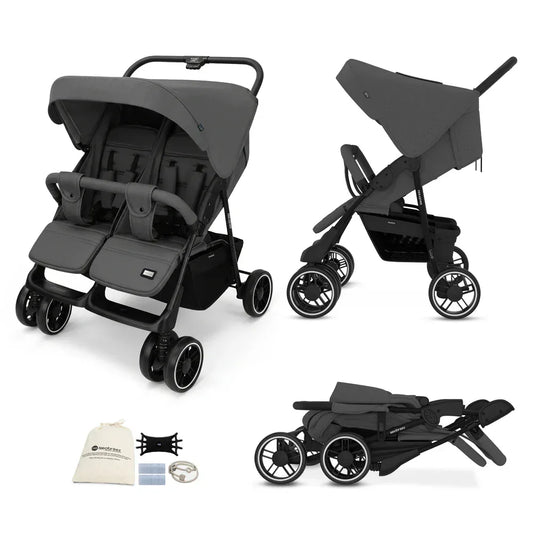 Neobreez DUADX Sibling/Twin/Double Side by Side Baby Toddler Stroller,Compact Baby Trolley Pushchair,Waterproof UPF 50+ Canopy,0 - 3yrs, up to 30kg - Adenzo Comfies