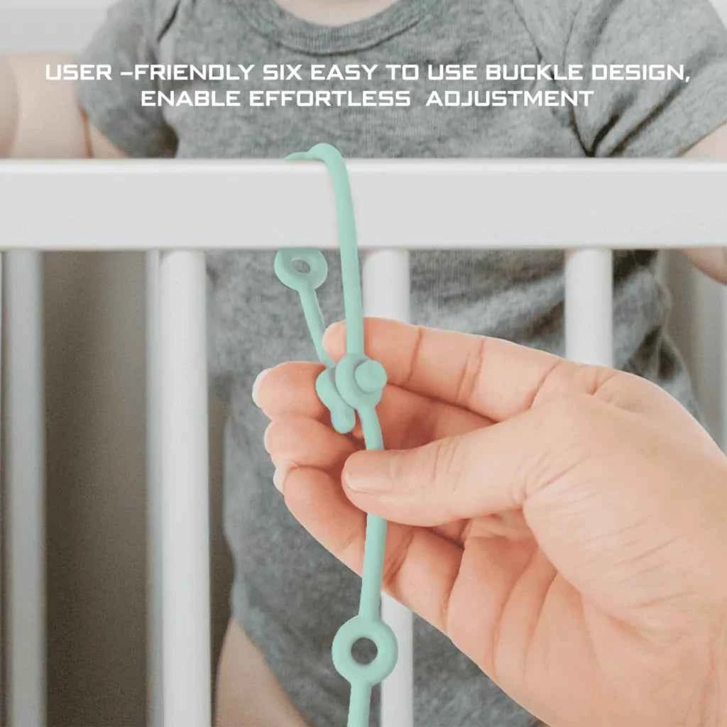 Neobreez Food Grade Silicone Toy Safety Strap For Strollers,Buggy,Pushchair,Pram,Carseat,High-Chair|Adjustable Baby Toddler Toy,Pacifier,Bottle,Cribs,Teether Holder|Toy Safety Belt(Pack of 2)-Grey Green . - Adenzo Comfies