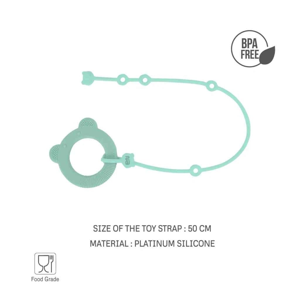 Neobreez Food Grade Silicone Toy Safety Strap For Strollers,Buggy,Pushchair,Pram,Carseat,High-Chair|Adjustable Baby Toddler Toy,Pacifier,Bottle,Cribs,Teether Holder|Toy Safety Belt(Pack of 2)-Grey Green . - Adenzo Comfies