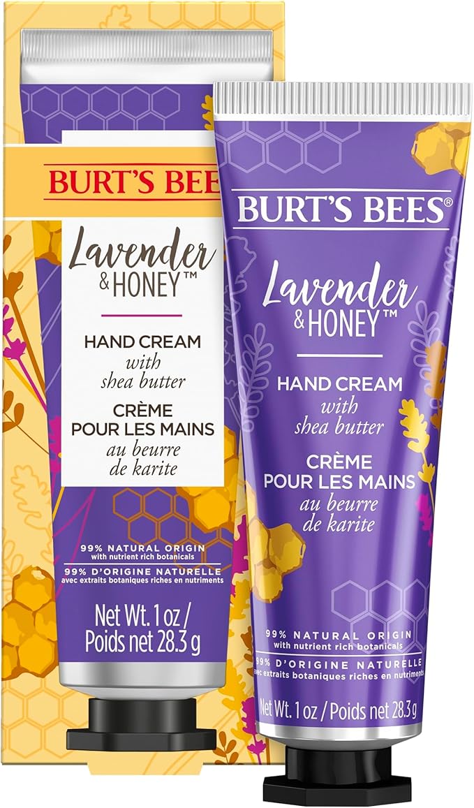 Burt’s Bees Hand Cream for Very Dry Hands, Lavender & Honey, Hand Moisturiser With Shea Butter, 28.3g, Packaging May Vary