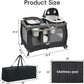 Pamo Babe Playard Deluxe Nursery Center Portable Playard Foldable Playpen for Baby and Toddler Portable Crib Mattress Diaper Changer for Newborn (Grey) - Adenzo Comfies