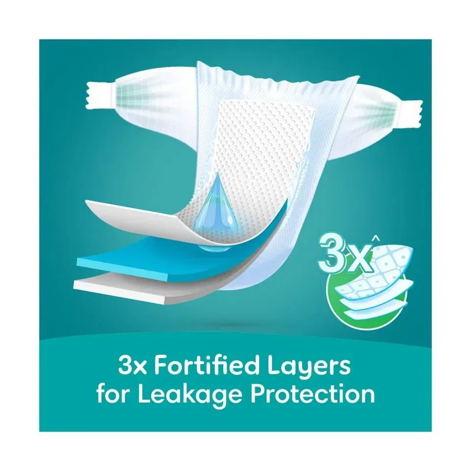 Pampers Rash Protection Taped Diapers with +50% Aloe Vera Lotion – Leak Proof, 3X Absorption, Secure Fit Baby Nappies - Adenzo Comfies