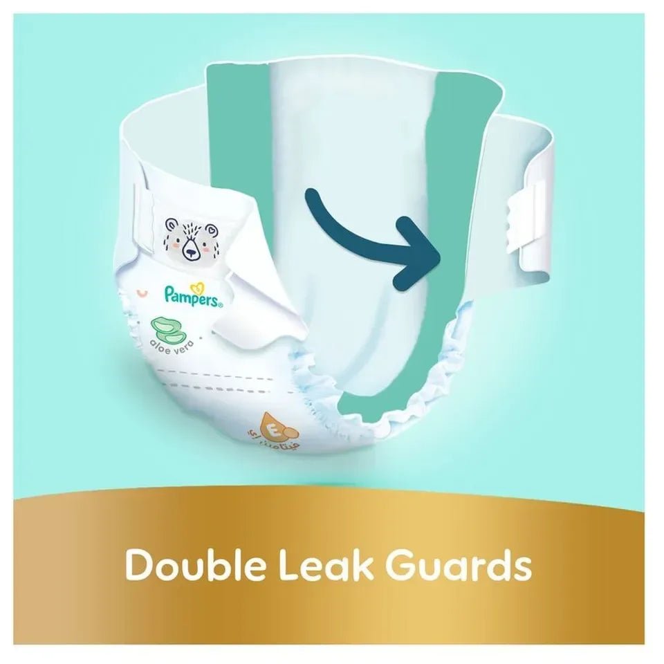 Pampers Premium Care Ultimate Comfort Taped Diapers Size 3 – Aloe Vera & Vitamin E, 1000 Leak Locks, Double Leak Guards - Adenzo Comfies