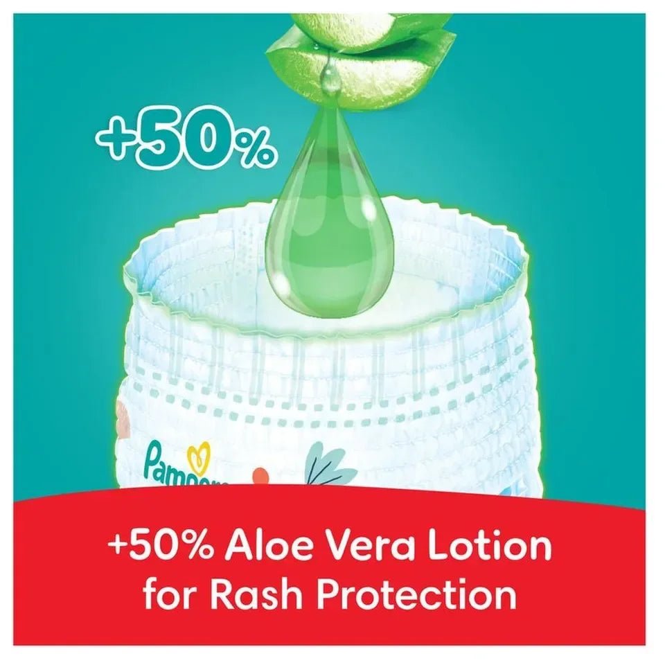 Pampers Rash Protection Pants Size 4 (9–14kg) – 68 Pieces x2 Pack | Aloe Vera Diapers with 360° Fit & Leak Protection - Adenzo Comfies