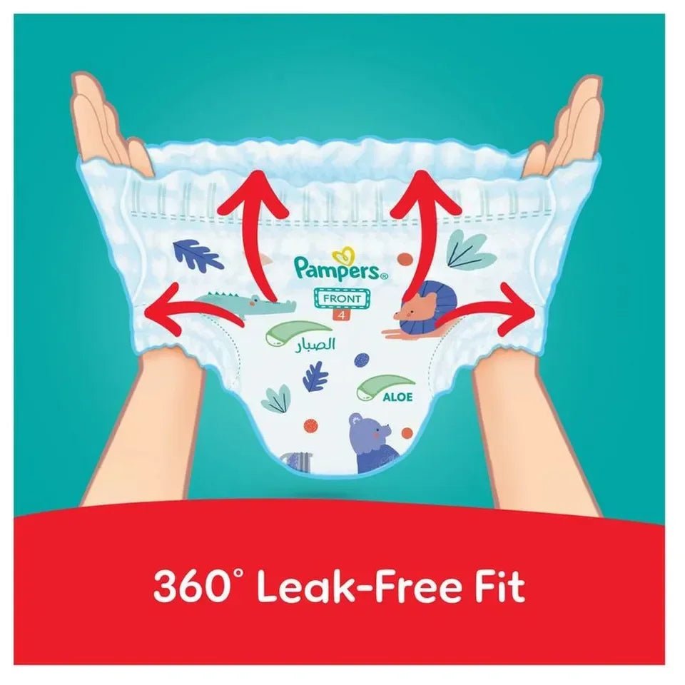 Pampers Rash Protection Pants Size 4 (9–14kg) – 68 Pieces x2 Pack | Aloe Vera Diapers with 360° Fit & Leak Protection - Adenzo Comfies