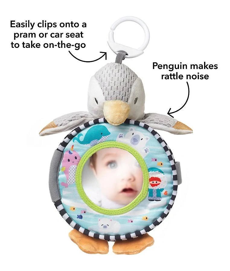 Penguin Soft Touch Baby Book – Interactive Crinkle & Peek - a - Boo Story Book with Mirror, Teether - Friendly, 0+ Months - Adenzo Comfies