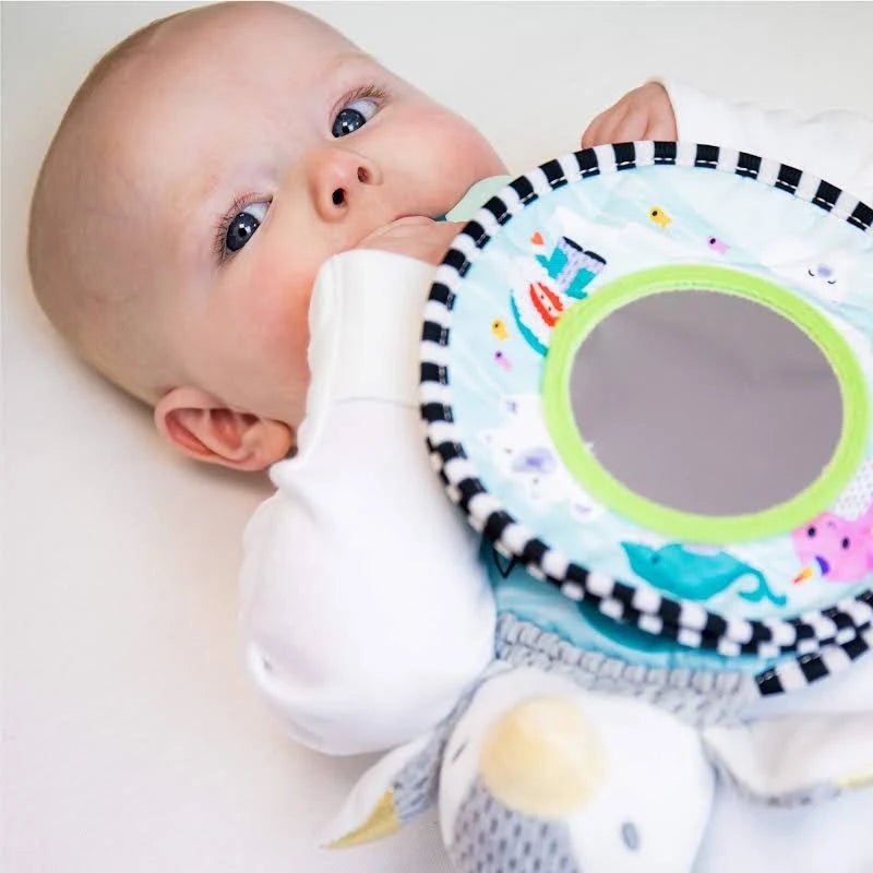 Penguin Soft Touch Baby Book – Interactive Crinkle & Peek - a - Boo Story Book with Mirror, Teether - Friendly, 0+ Months - Adenzo Comfies