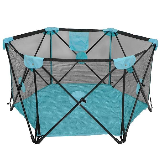 Cool baby - Hexagon Safety Playpen Portable Foldable Mesh Playard Infants Baby Toodler Animals Fence w/Travel Bag Nursery Furniture For Indoor Outdoor - Dark Blue/red - Adenzo Comfies