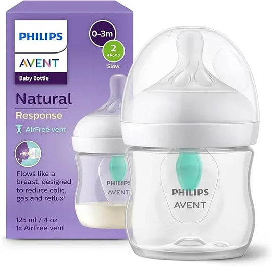 Philips AVENT Natural Response Bottle 125 ml with AirFree Valve, BPA - Free, for Babies 0 Months+ (Model SCY670/01) - Adenzo Comfies
