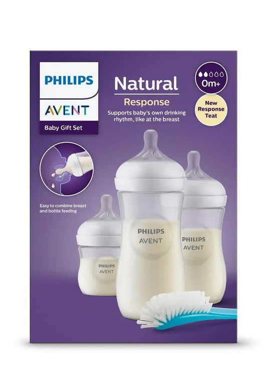 Philips AVENT Natural Response Newborn Starter Set SCD837/12 – Complete Baby Feeding Essentials with Anti - Colic Bottles, Natural Response Nipples, and Soothing Pacifiers for 0m+ Infants - Adenzo Comfies
