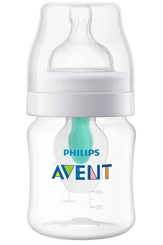 Philips Avent Anti - Colic Baby Bottle with AirFree Vent, 4oz, with Flow 1 Nipples, 0m+, 1Pk, Clear, SCY701/91 - Adenzo Comfies