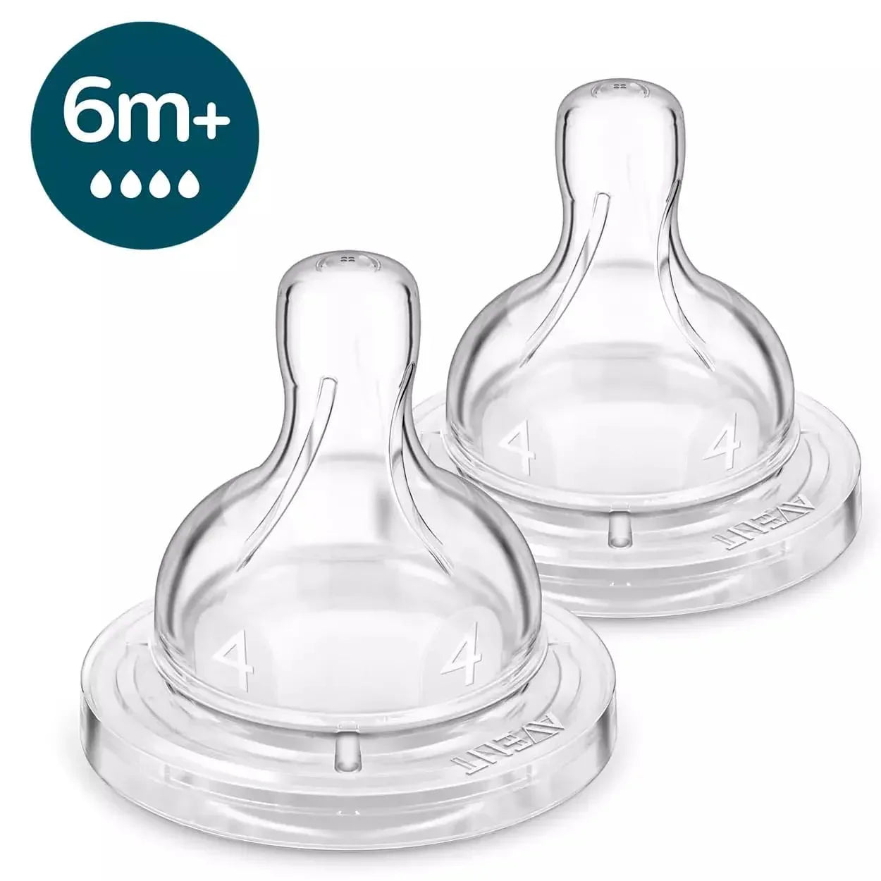 Philips Avent Anti - Colic Nipple | 6m+ Flow | Newborn Baby Bottle Teat | BPA Free | Pack of 2 | Suitable for All Philips Avent Anti - Colic Classic Feeding Bottles | SCY764/02 - Adenzo Comfies