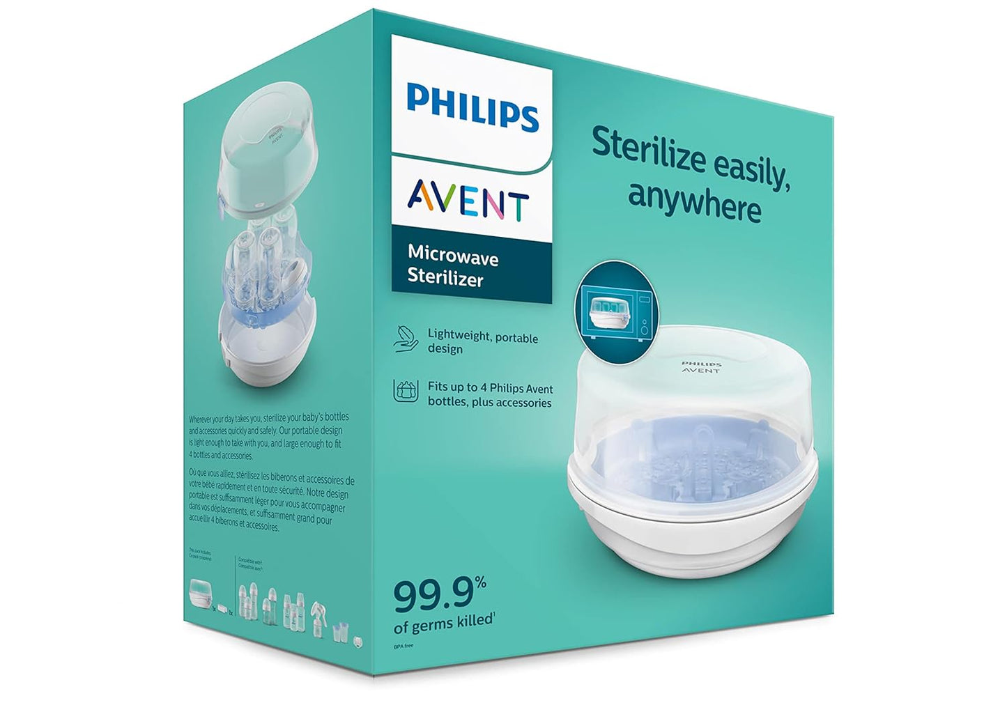 Philips AVENT Microwave Steam Sterilizer/ Advanced Electric Steam for Baby Bottles, Pacifiers, Cups and More, SCF281/05 | SCF291/00