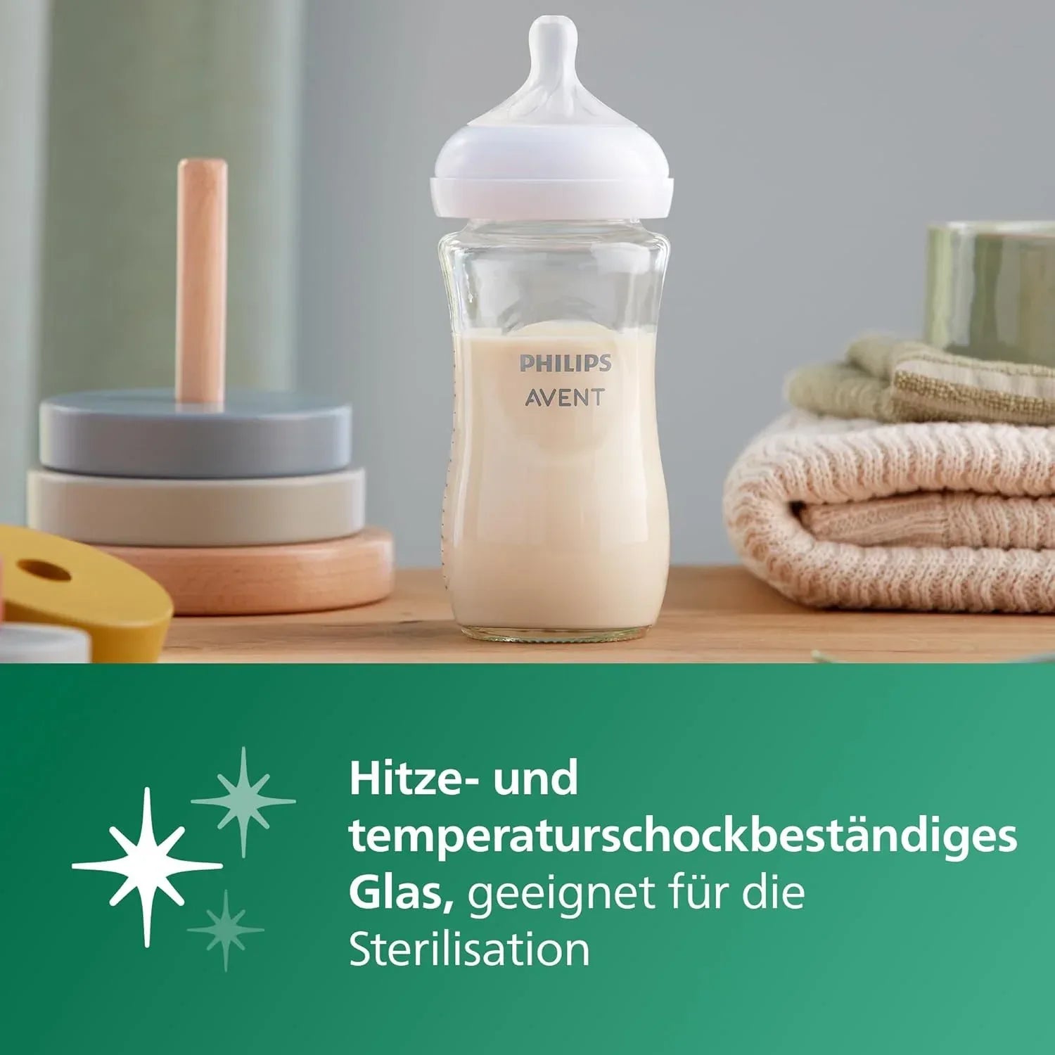 Philips Avent Babyflasche Natural Response aus Glas - 120 ml/240ml Babyflasche, BPA - frei für neugeborene Babys ab 0 Monaten (Modell SCY930/01 and SCY933/01 ) - Adenzo Comfies