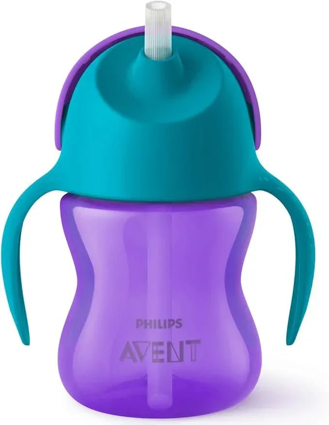 Philips Avent Bendy Straw Cup with Handles, 200ml, SCF796/00, Purple/Green or Red/Blue - Adenzo Comfies
